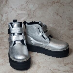UGG Silver Boots with Black platform